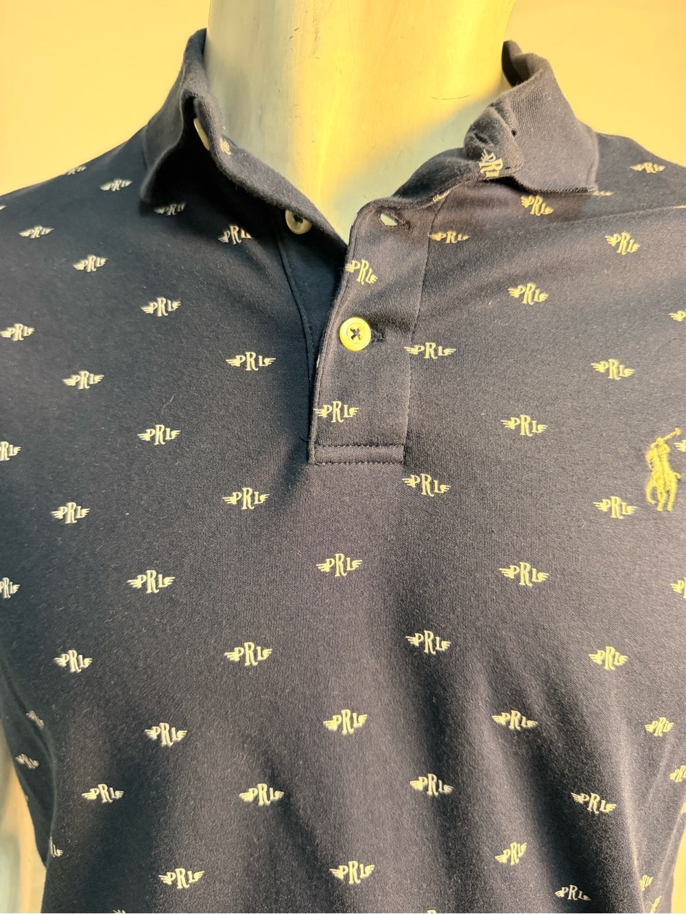 Ralph Lauren Double RL Navy Polo with Cream Motif - Picture 5 of 10